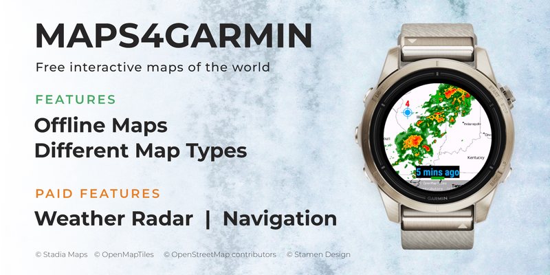 Maps4Garmin (Free) with Weather Radar (Paid)